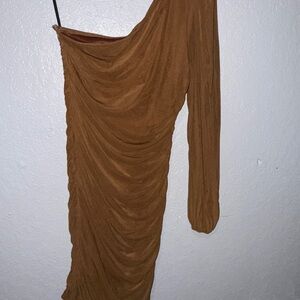 SHEIN One-Shoulder Brown Dress